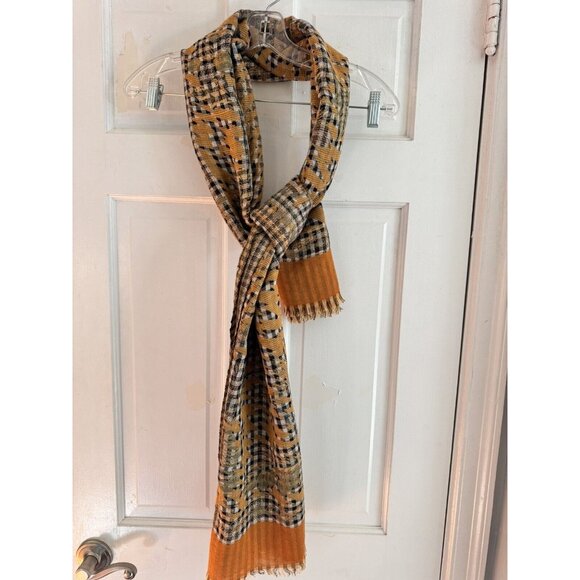 PERUVIAN CONNECTION Elegant Wool Cotton Knit Scarf Fall Pumpkin Season - Picture 3 of 7